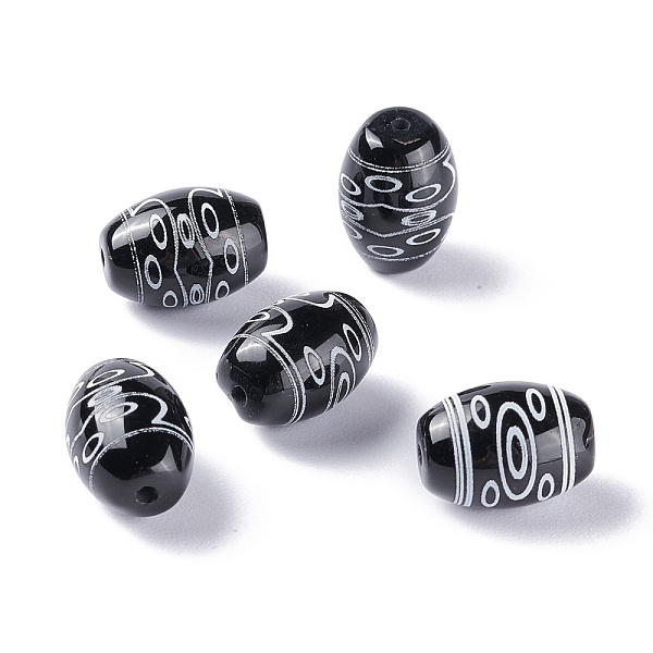 

PandaHall Tibetan Style dZi Beads, Natural Agate Beads, Dyed & Heated, Oval, 11-Eye, 13.5x10mm, Hole: 1.2mm Tibetan Agate Oval