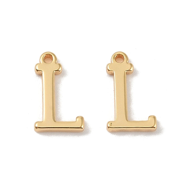 

PandaHall Brass Pendants, Real 18K Gold Plated, Letter L, 9.5x6x1.3mm, Hole: 0.8mm Brass Letter L