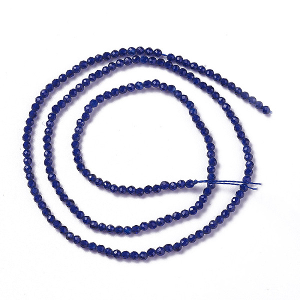 

PandaHall Glass Beads Strands, Faceted, Round, Dark Blue, 1.5~2x2mm, Hole: 0.2mm, about 178~186pcs/strand, 14.5~15.5 inch(36~39cm) Glass...