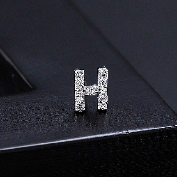 

PandaHall Platinum Brass Micro Pave Cubic Zirconia Stud Earrings, Initial Letter, Letter H, No Size Cubic Zirconia Letter H Clear