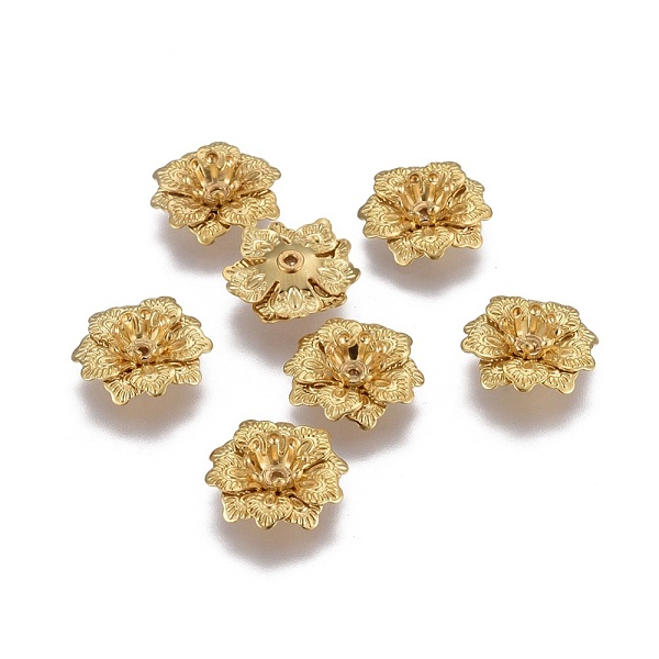 

PandaHall Multi-Petal Brass Bead Caps, Flower, Raw(Unplated), 14x4.5mm, Hole: 1mm, Inner Diameter: 5mm Brass