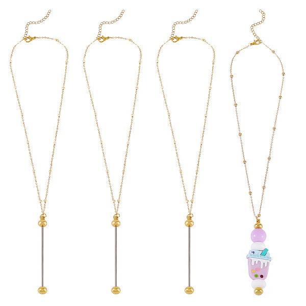 4Pcs Brass Round Ball Cable Chain Necklace Making