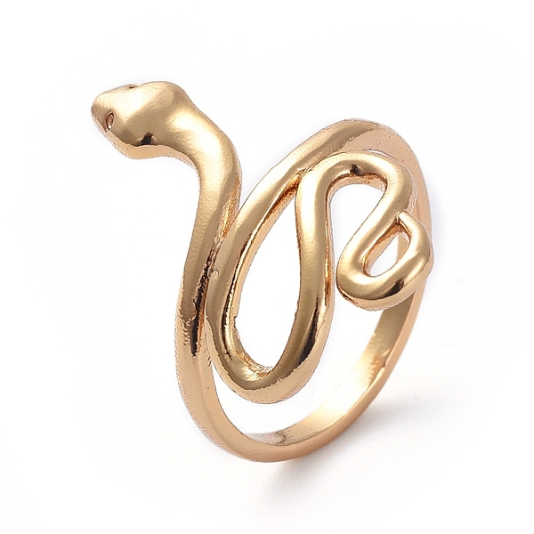 

PandaHall Adjustable Brass Cuff Rings, Open Rings, Snake, Golden, Size 6, 16.7mm Brass