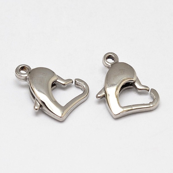 

PandaHall 304 Stainless Steel Lobster Claw Clasps, Heart, Stainless Steel Color, 10x14x3.5mm, Hole: 1.5mm 304 Stainless Steel Heart