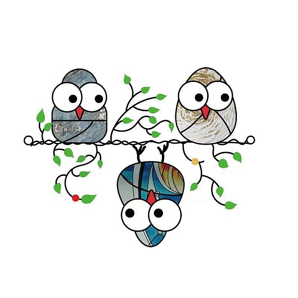 

PandaHall Cute Owl Stained Acrylic Art Window Planel, for Suncatchers Window Home Hanging Ornaments, Colorful, 180x140mm Acrylic Owl