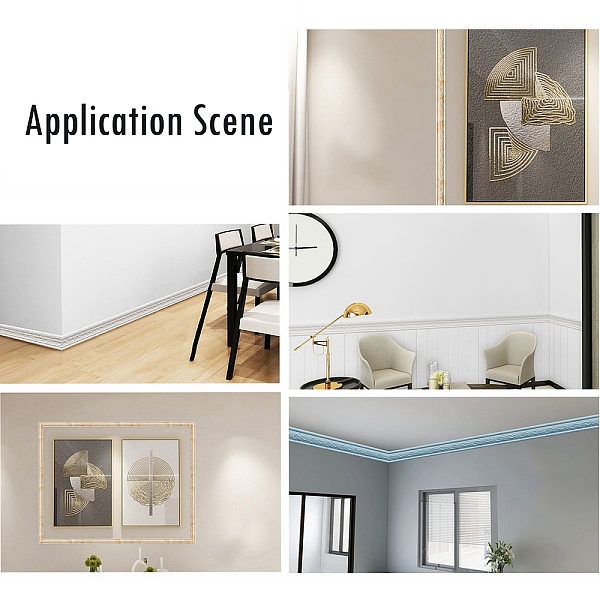 

PandaHall PVC Foam 3D Self-Adhesive Waterproof Wallpaper Border, Lines Skirting Stickers Wall Trim for Living Room Home Office Hotel DIY..., Black