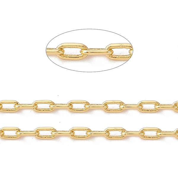 

PandaHall Brass Cable Chains, Long-Lasting Plated, Soldered, with Spool, Cadmium Free & Lead Free, Real 18K Gold Plated, 2.8x1.5x0.5mm Brass