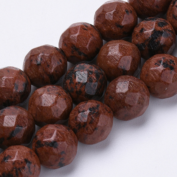 

PandaHall Natural Mahogany Obsidian Beads Strands, Faceted, Round, 6mm, Hole: 1mm, about 62pcs/strand, 15.3 inch Mahogany Obsidian Round