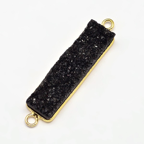

PandaHall Rectangle Electroplated Natural Druzy Crystal Agate Links connectors, with Golden Plated Brass Findings, Black Plated...