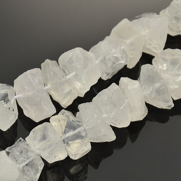 

PandaHall Natural Quartz Crystal Nuggets Beads Strands, Rock Crystal Beads, 12~16x6~15mm, Hole: 1mm, about 15.7 inch Quartz Crystal Nuggets