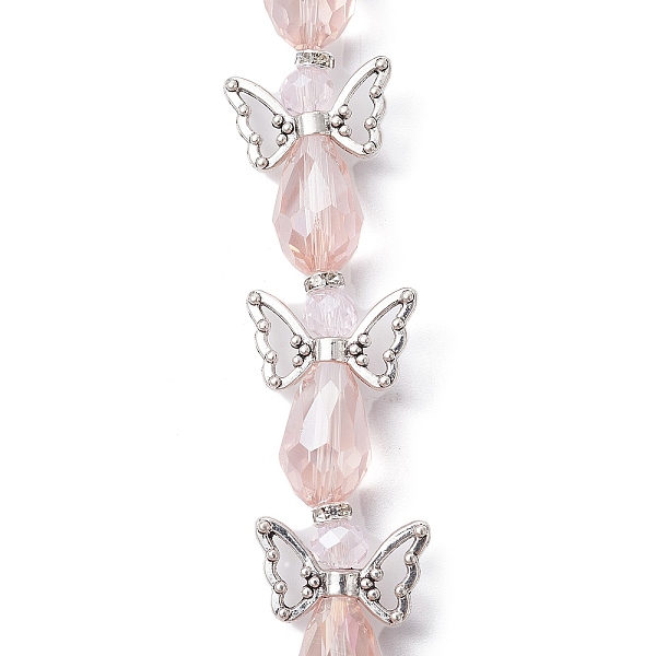 

PandaHall Angel Fairy Shape Electroplate Glass Beads Strands, with Tibetan Style Alloy Wing Beads, Pink, 26~28x18~26x10mm, Hole: 0.8mm...