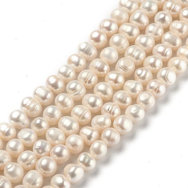 

PandaHall Natural Cultured Freshwater Pearl Beads Strands, Round, Bisque, 8~11mm, Hole: 0.6mm, about 42pcs/strand, 13.98 inch(35.5cm) Pearl..., Orange