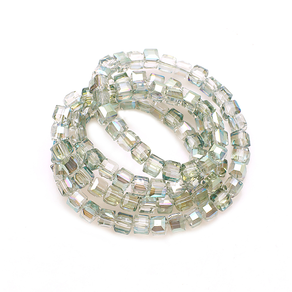 

PandaHall Electorplated Glass Beads, Rainbow Plated, Faceted, Cube, Pale Goldenrod, 9x9x9mm, Hole: 1mm Glass Cube Yellow