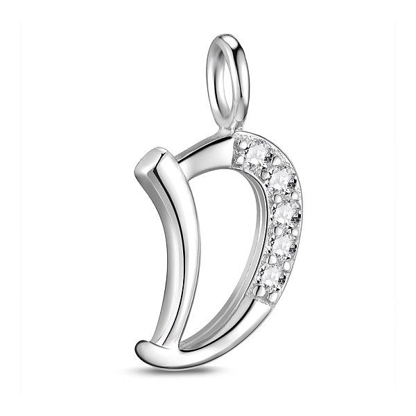

PandaHall SHEGRACE Rhodium Plated 925 Sterling Silver Charms, with Grade AAA Cubic Zirconia, For Bracelet Making, Letter D, Clear, Platinum...