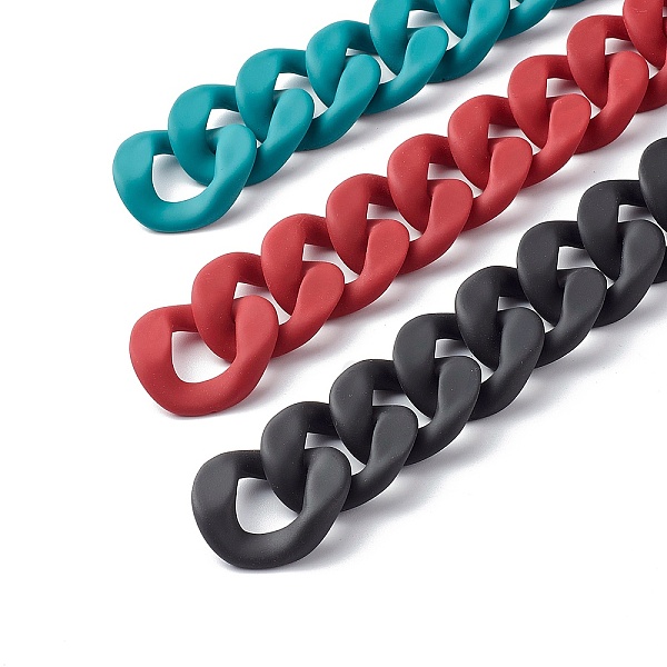 

PandaHall Handmade Acrylic Curb Chain, Twisted Chain, Mixed Color, 38.5x32.5x6.5mm, 39.37 inch(1m)/strand, 3strands/set Acrylic Multicolor