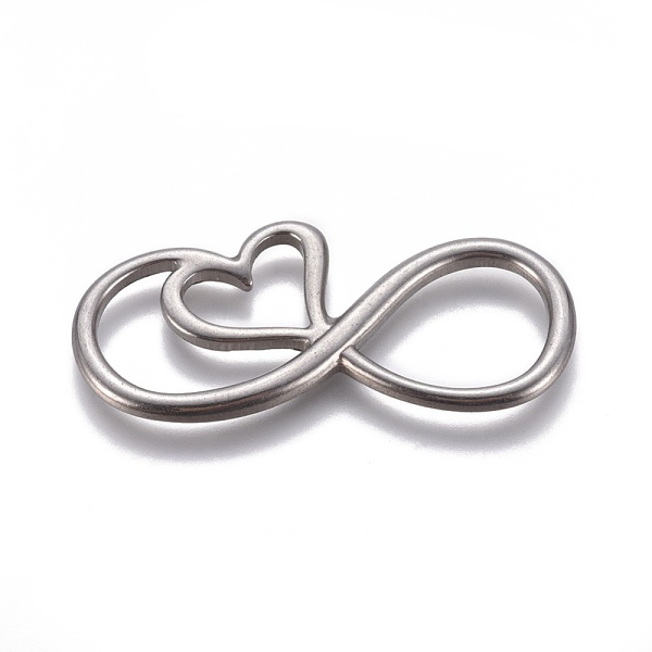 

PandaHall 304 Stainless Steel Pendants/Links, Infinity with Heart, Stainless Steel Color, 40x19x2.5mm 304 Stainless Steel Infinity