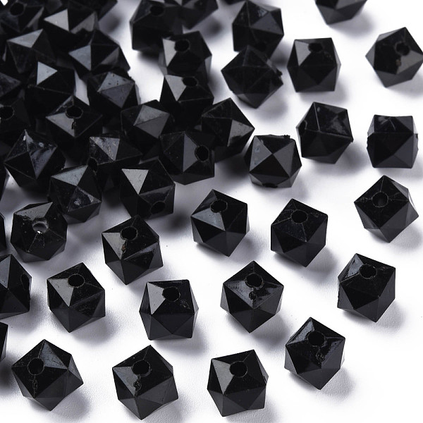 

PandaHall Opaque Acrylic Beads, Faceted, Square, Black, 10x10x9mm, Hole: 2mm, about 1068pcs/500g Acrylic Square Black