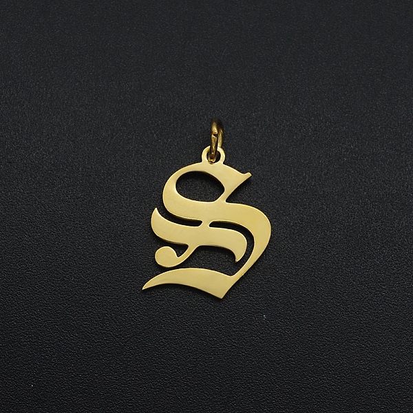

PandaHall 201 Stainless Steel Pendants, with Jump Ring, Old English, Letter, Laser Cut, Golden, Letter.S, 17x13x1mm, Hole: 3mm 201 Stainless...