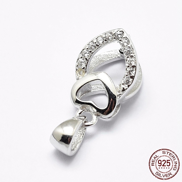 

PandaHall Rhodium Plated 925 Sterling Silver Micro Pave Cubic Zirconia Pendant Bails, Ice Pick & Pinch Bails, Heart, Platinum, 12.5x7.5x6mm...