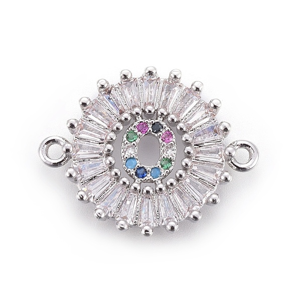 

PandaHall Brass Micro Pave Cubic Zirconia Links, Flat Round with Letter, Colorful, Platinum, Letter.O, 15.5x20.5x3mm, Hole: 1.2mm...