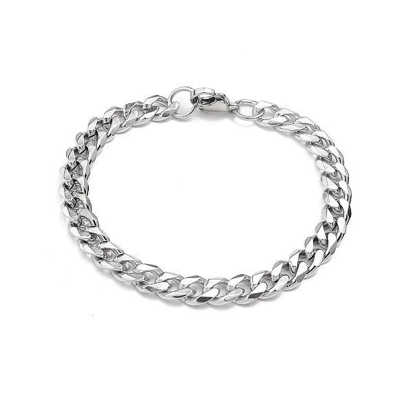 

PandaHall 201 Stainless Steel Curb Chain Bracelets with Lobster Claw Clasps for Men, Stainless Steel Color, 7.87 inch(20cm) 201 Stainless...