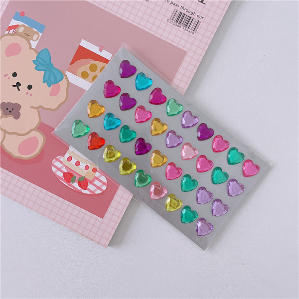 

PandaHall Acrylic Rhinestone Self-Adhesive Stickers, Waterproof Bling Faceted Heart Crystal Decals for Party Decorative Presents, Kid's Art...