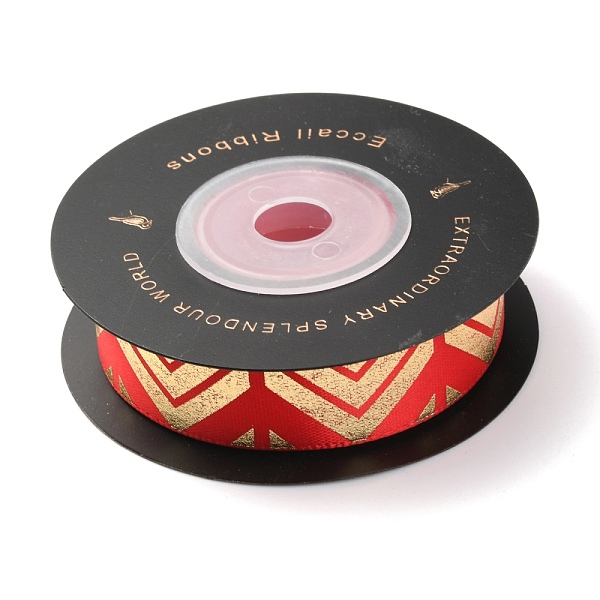 

PandaHall Polyester Ribbons, with Single Face Golden Hot Stamping, for DIY Gift Packing, Flower Packaging, Triangle Pattern, 5/8 inch(16mm)...