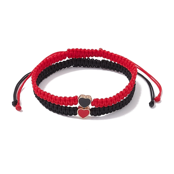 

PandaHall 2Pcs 2 Colors Braided Nylon Thread, Chinese Knotting Cord Beading Cord Braided Bead Best Friends Bracelts, with Alloy Enamel Beads..., Red