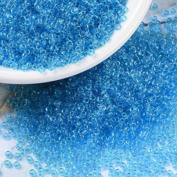 

PandaHall MIYUKI Round Rocailles Beads, Japanese Seed Beads, (RR148D) Transparent Dark Aqua, 15/0, 1.5mm, Hole: 0.7mm, about 27777pcs/50g..., Cyan