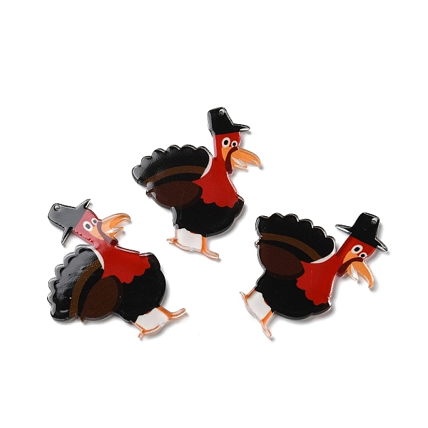 

PandaHall Thanksgiving Day Translucent Resin Big Pendants, Turkey Charms, Black, 52x36x2mm, Hole: 1mm Resin Other Animal Black