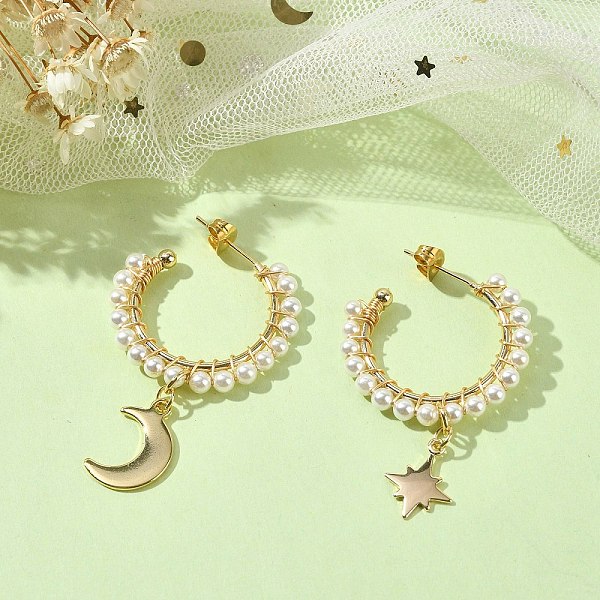 Star And Moon Asymmetrical Earrings