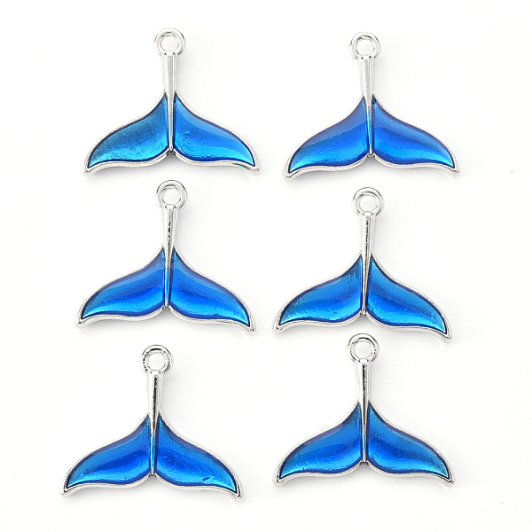 

PandaHall Platinum Alloy Enamel Pendants, Fishtail, Blue, 17x20.35x2mm, Hole: 1.6mm Alloy+Enamel Others Blue
