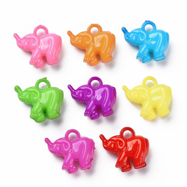 

PandaHall Opaque Acrylic Pendants, Elephant, Mixed Color, 17x19.5x7.5mm, Hole: 3mm, about 540pcs/500g Acrylic Elephant Multicolor