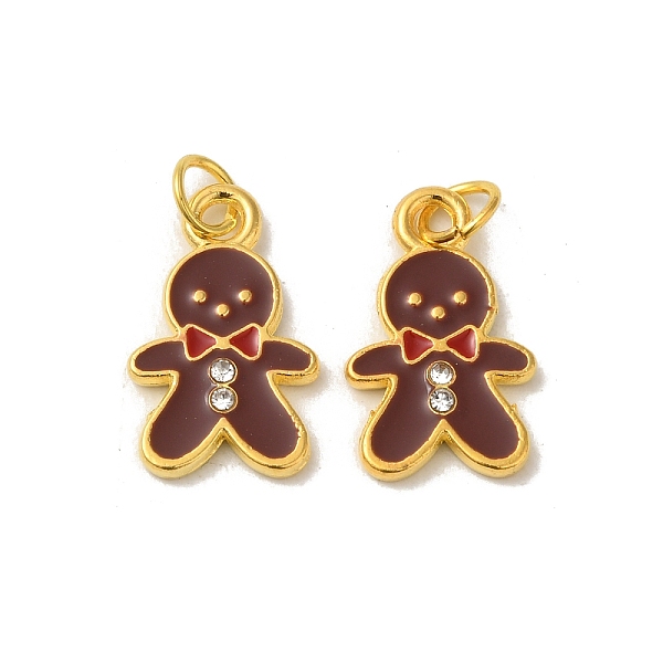 

PandaHall Alloy Enamel Pendants, Cadmium Free & Lead Free, with Rhinestone, Lovely Christmas Gingerbread Man, Nice for Holiday Jewelry..., Brown