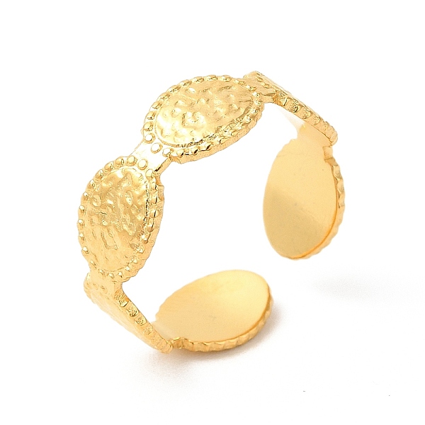 

PandaHall Ion Plating(IP) 304 Stainless Steel Oval Open Cuff Ring for Women, Real 18K Gold Plated, US Size 7 1/4(17.6mm) 304 Stainless Steel