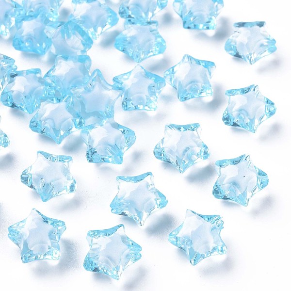 

PandaHall Transparent Acrylic Beads, Bead in Bead, Faceted, Star, Light Sky Blue, 14x15x8.5mm, Hole: 2mm, about 518pcs/500g Acrylic Star