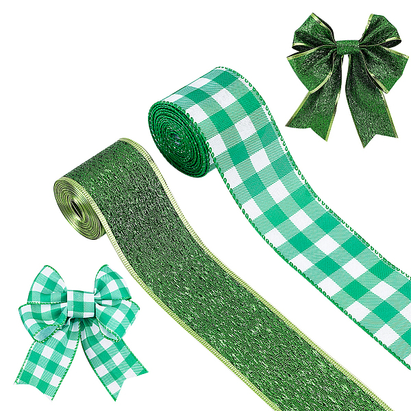 

PandaHall AHADERMAKER 2 Rolls 2 Styles Polyester Ribbon, for Crafts Making, Saint Patrick's Day Party Gift Package, Mixed Patterns, Green...