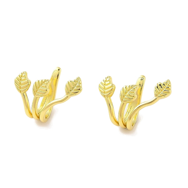 

PandaHall Brass Cuff Earrings for Women, Leaf, Real 18K Gold Plated, 18x20mm Brass Leaf