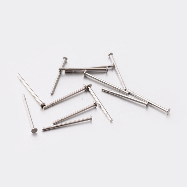 

PandaHall 304 Stainless Steel Stud Earring Findings, Stainless Steel Color, 1.5mm in diameter, Pin: 0.6mm 304 Stainless Steel Others