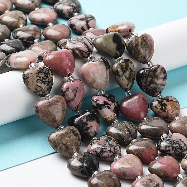 

PandaHall Natural Rhodonite Beads Strands, with Seed Beads, Heart, 14~15x15x6~6.5mm, Hole: 1.4mm, about 23~24pcs/strand, 14.57''(37cm)...