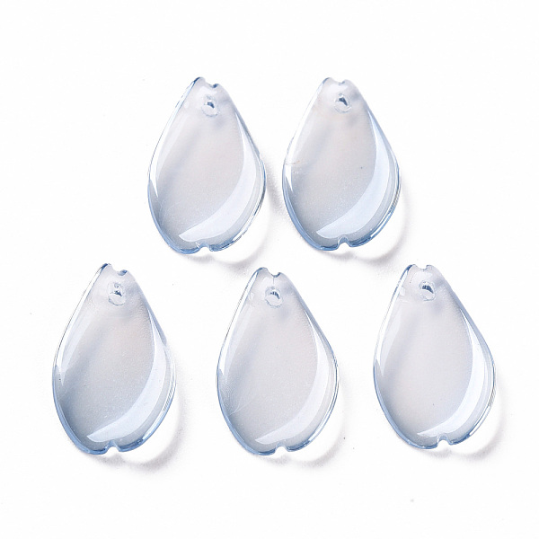 

PandaHall Transparent Spray Painted Glass Pendants, Pearlized, Petaline, Light Steel Blue, 16x9.5x2mm, Hole: 1mm Glass Petaline