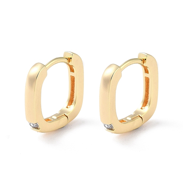 

PandaHall Brass Micro Pave Cubic Zirconia Hoop Earrings, Square, Real 18K Gold Plated, 11.5x2mm Cubic Zirconia Square Clear