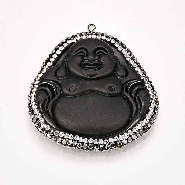 

PandaHall Resin Big Pendants, with Rhinestone, Buddha, Black, 55x50x10mm, Hole: 1.5mm Resin Human Black