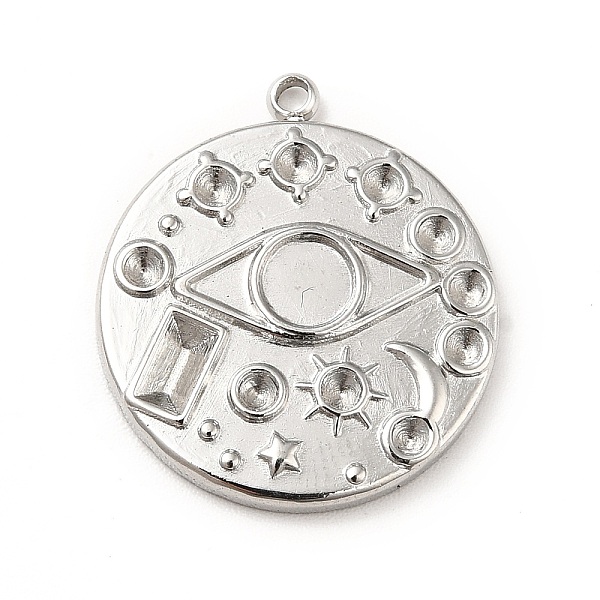 

PandaHall 304 Stainless Steel Pendant Rhinestone Settings, Pendant Cabochon Settings, Flat Round with Eye, Stainless Steel Color, Tray: 4mm...