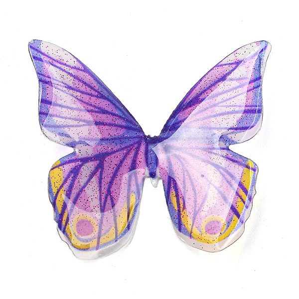 

PandaHall Transparent Resin Cabochons, Glitter Butterfly, Dark Violet, 37x36x8mm Resin Butterfly
