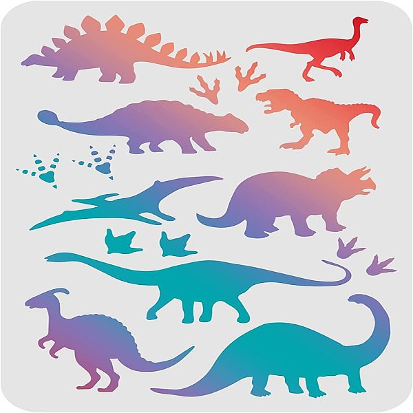 PandaHall FINGERINSPIRE Dinosaurs Stencils Template 8.3x11.7inch Plastic Tyrannosaurus Drawing Painting Stencils Rectangle Prints Pattern...