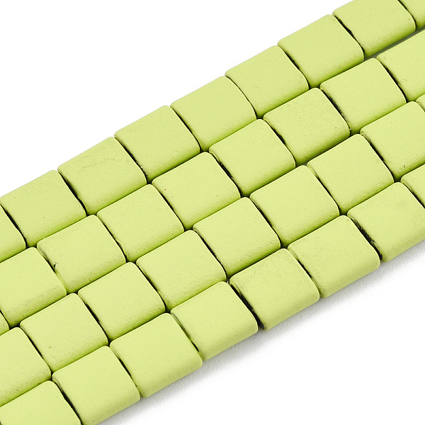 

PandaHall Spray Painted Non-magnetic Synthetic Hematite Multi- Strand Links, For Tile Elastic Bracelets Making, Square, Yellow Green...