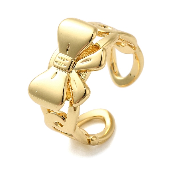 

PandaHall Bowknot Brass Open Cuff Rings for Women, Golden, 11mm, Inner Diameter: Adjustable Brass Bowknot