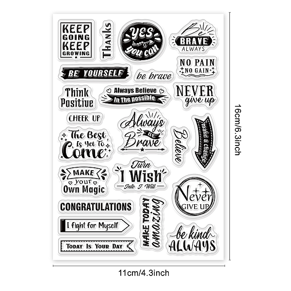 

PandaHall PH Decorative Clear Stamps Plastic Stamps Inspiring Words Silicone Stamp Film Frame Transparent Seal Stamps for Gift Photo Album...