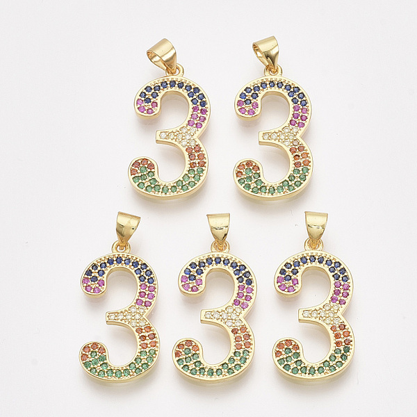 

PandaHall Brass Cubic Zirconia Pendants, Real 14K Gold Plated, Colorful, Number, Num.3, 24x12.5x1.5mm, Hole: 4x3mm Brass+Cubic Zirconia...